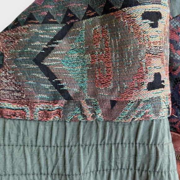 VTG 80s East West Patchwork Bomber Puffer Jacket Womens M Boho Cowgirl Grunge - Picture 9 of 16